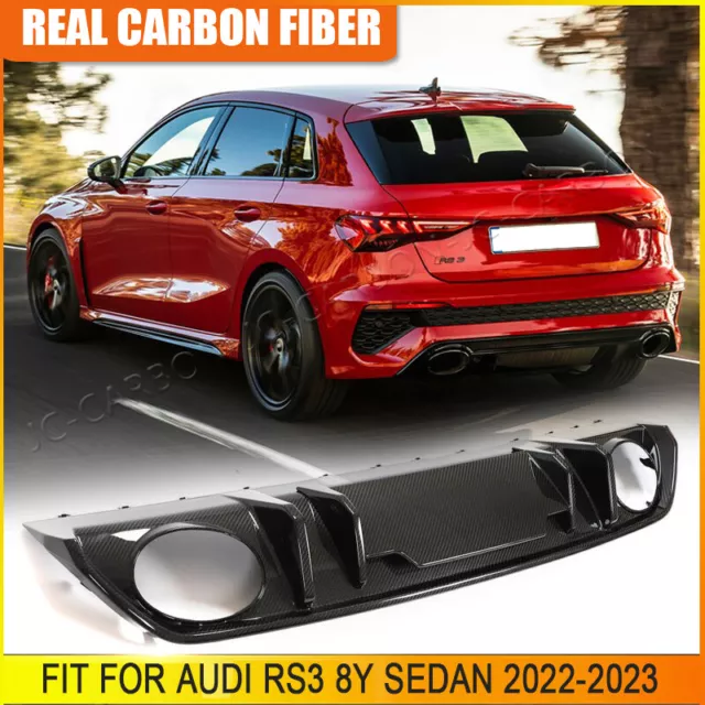 For Audi RS3 8Y Sedan 2022-23 DRY Carbon Fiber Rear Bumper Diffuser Lip Spoiler