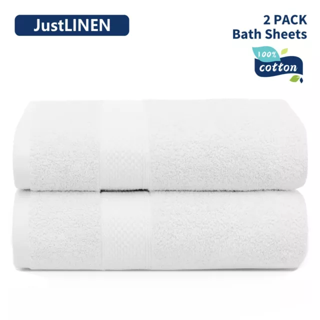 2 Pcs Bath Sheet Oversized Large Shower Towels Set 100% Cotton Super Soft 650GSM