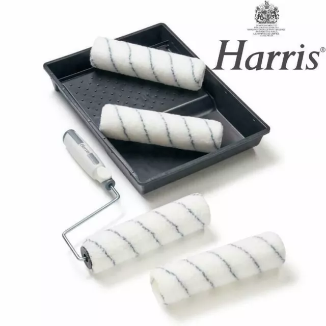 Harris 9" Paint Roller Set, Emulsion Sleeves, Cage Frame & Tray, DIY, Painting