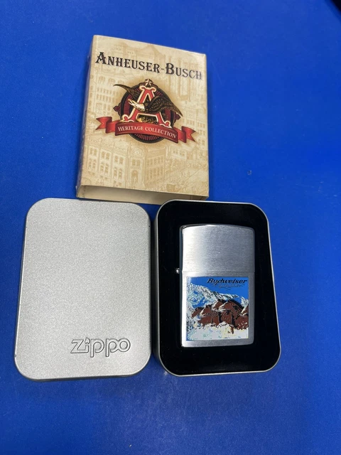 Zippo 2000 Budweiser Clydesdale Brushed Chrome Lighter Sealed In Box J34