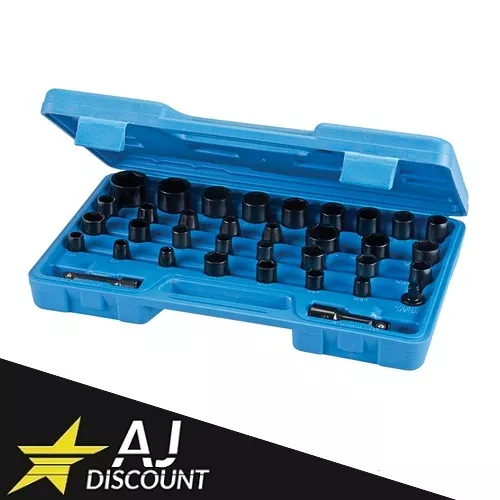 Coffret de 35 douilles pour Clé à choc 1/2" et 3/8" avec adaptateur + rallonge