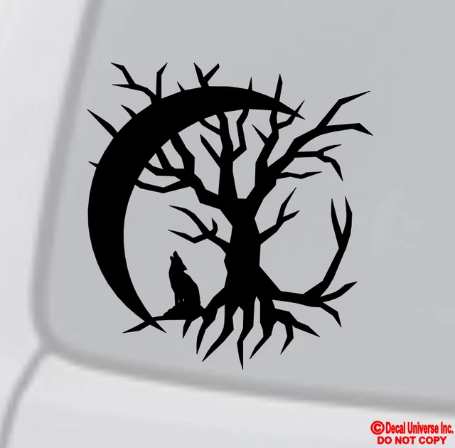 TREE OF LIFE CRESCENT MOON Vinyl Decal Sticker Car Window Bumper ZEN