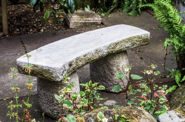 Large Stone Cast Carved Garden Bench Seat Heavy And Solid By DGS  130KGS