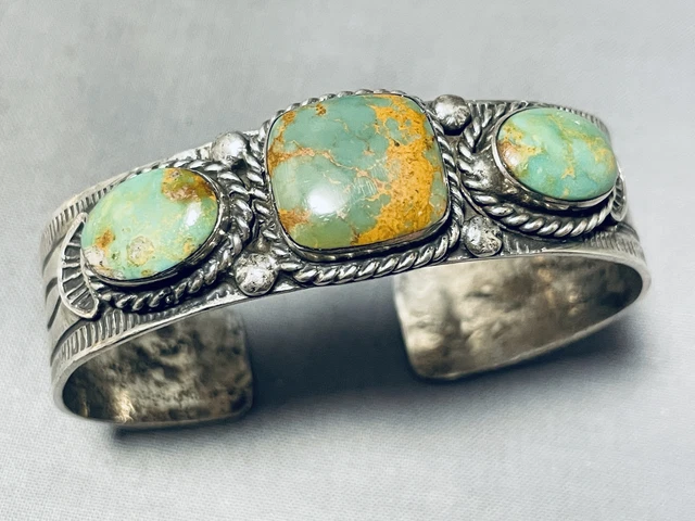 Opulent Vintage Navajo Green Turquoise Sterling Silver Bracelet Opulent Vintage Navajo Green Turquoise Sterling Silver Bracelet