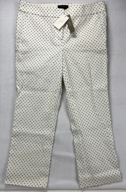 NWT J. Crew Campbell White W/Black Triangles Crop Stretch Chino Pants Women’s 6P