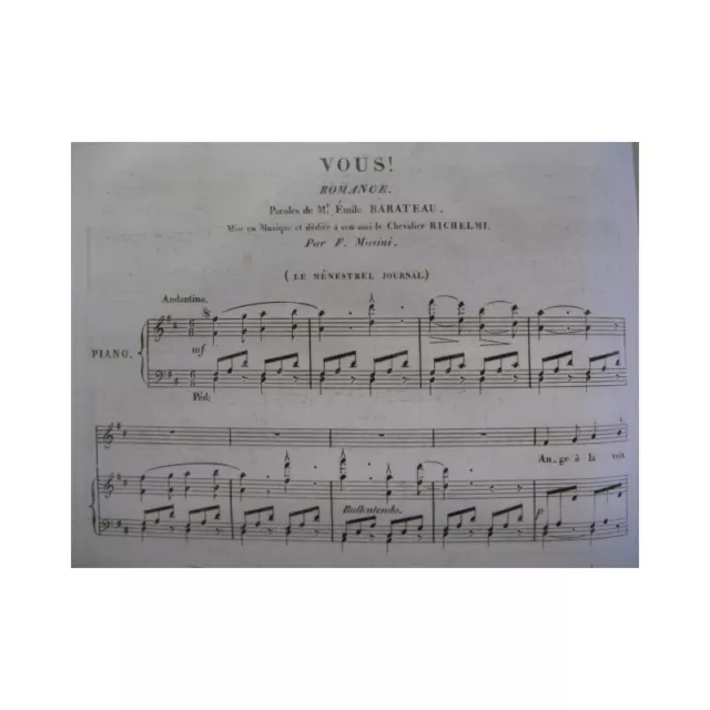 MASINI F. Vous ! Romance Piano Chant ca1836