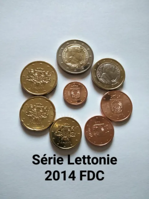 Série 8 Pièces Euros Lettonie 2014 - 1 cent à 2€ cent - FDC