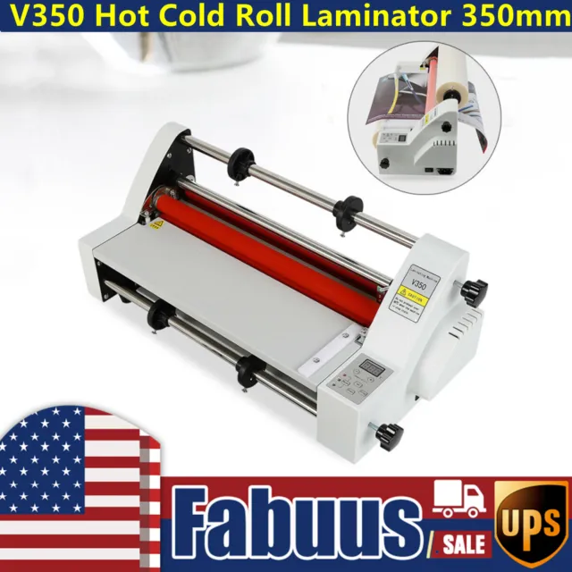 13" Digital Hot Cold Roll Laminator Laminating Machine Temp Control V350 110V US