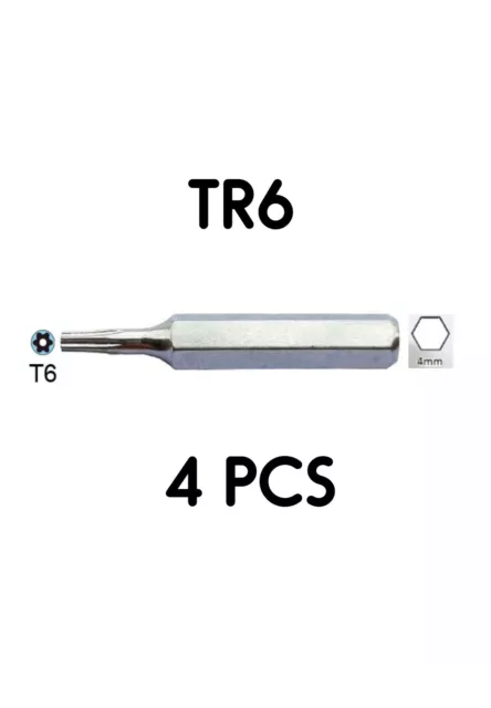 Torx Screwdriver Bit Set T2, T3, T4, T5, TR6 (T6H Security torx