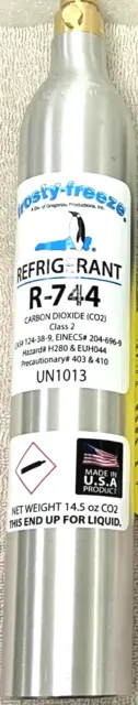 R744 Refrigerant, Carbon Dioxide, CO2, UN1013, Class 2, 14.5 oz. Hi Pressure
