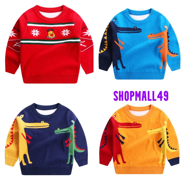 Boys Sweater Winter Warm Knitted Jumper Christmas Xmas School Age 2-8 Years