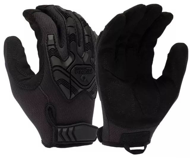 Pyramex Hook & Loop Impact Gloves - Men's, Black, Medium, VGTG40BM Men's Gloves