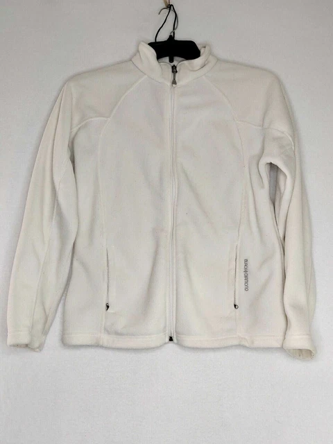 Black Diamond Womens Jacket Size Large White Pockets Full Zip 100% Poly Stain