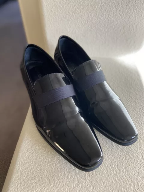 PETER HUBER TUXEDO Loafers Dress Shoes Mens Size 12 Black Patent