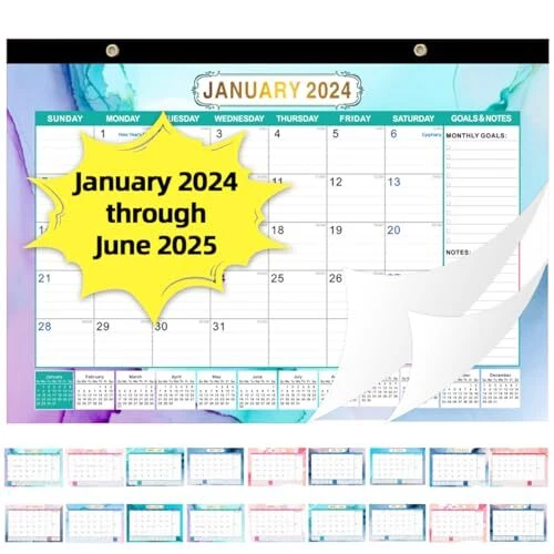 JAN 2024 June 2025 Desk Calendar, 17" x 12" Desk Blotter Calendar
