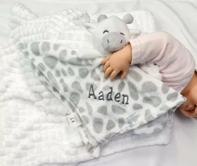 Personalised Embroidered Baby unisex giraffe Comforter Toy  Gift