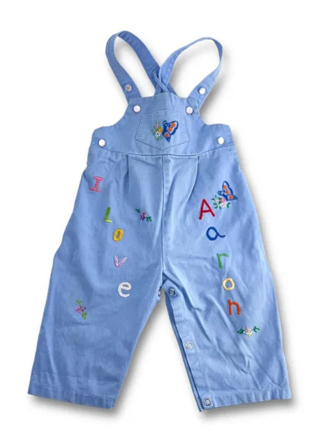 vintage girls two rabbits overalls 2T