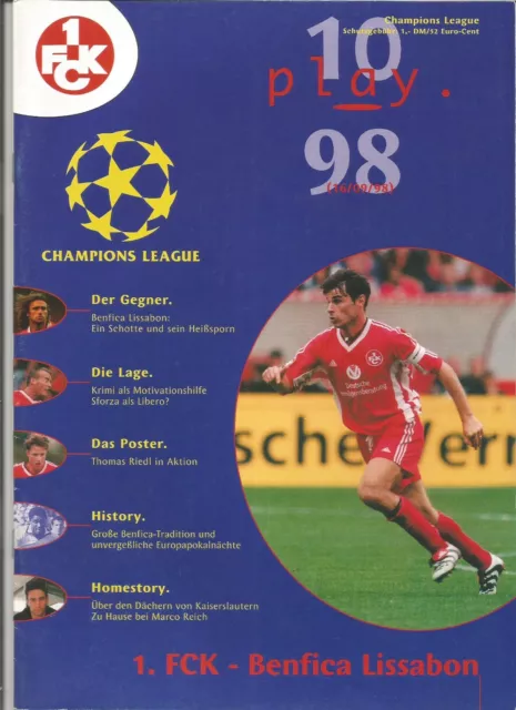 1998/99 Prog FC KAISERSLAUTERN v BENFICA (Champions League)