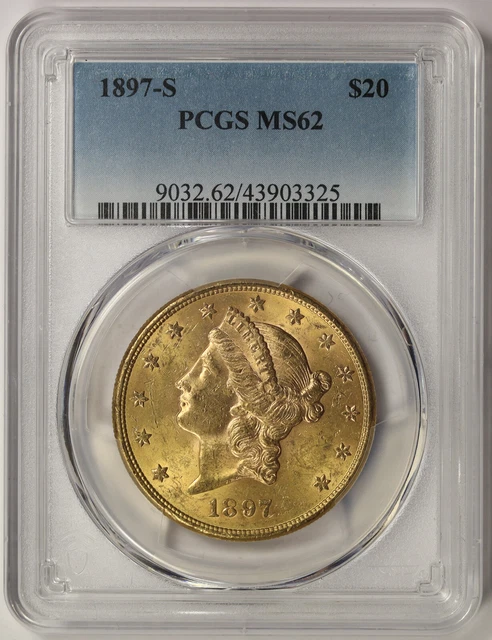 1897-S Liberty Head Double Eagle Gold $20 MS 62 PCGS