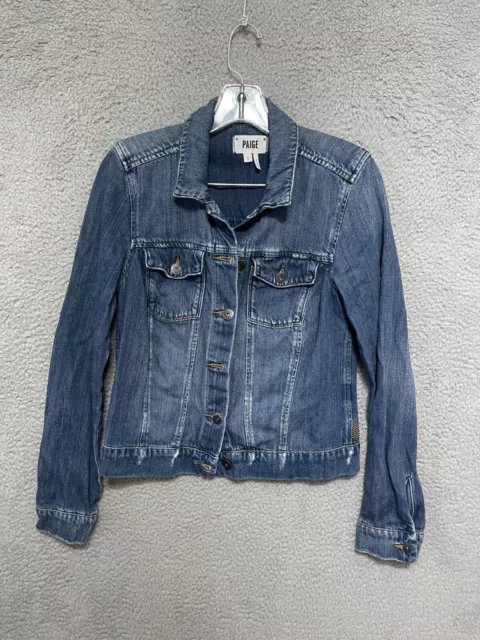 PAIGE Womens Denim Jacket Jean Blue Size Small Adult Button Up Cotton