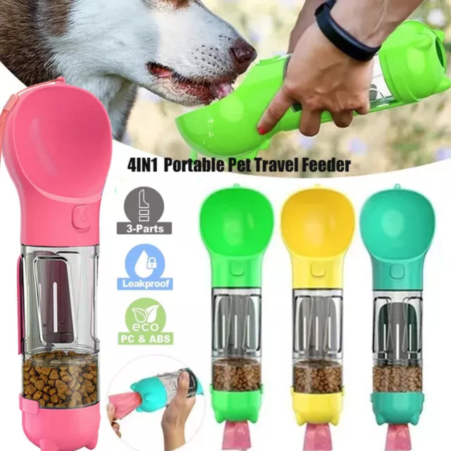 4In1 Pet Dog Feeder Portable Water Bottle Cup Outdoor Travel Pooper Scooper AU