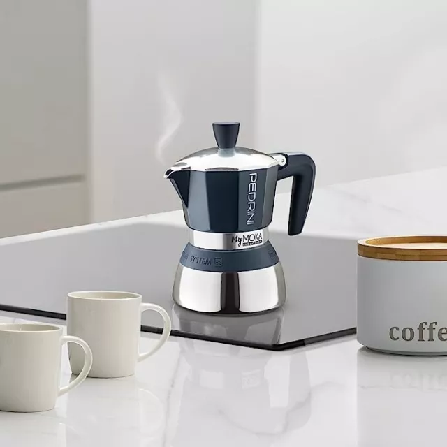 Pedrini Caffettiera My Moka Induction , 3 Tazze Blu Notte