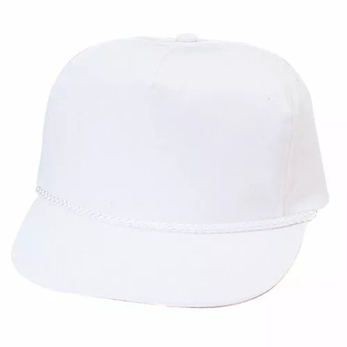 White Trucker Hat 5 Panel Cotton Twill Adjustable Snap Back Hat 1dz New TGCSN WT