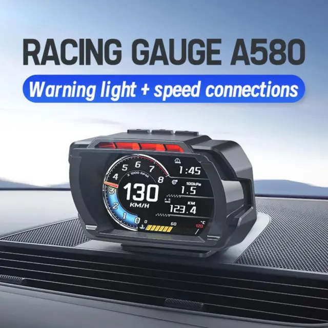 Gauge Car Digital Head Up Display OBD2+GPS HUD Speedometer Turbo RPM Alarm Temp