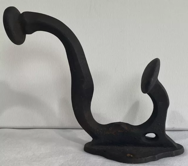 LARGE HEAVY Antique Cast Iron Barn Stable 10” Tall Harness Tack Hook 4lbs.