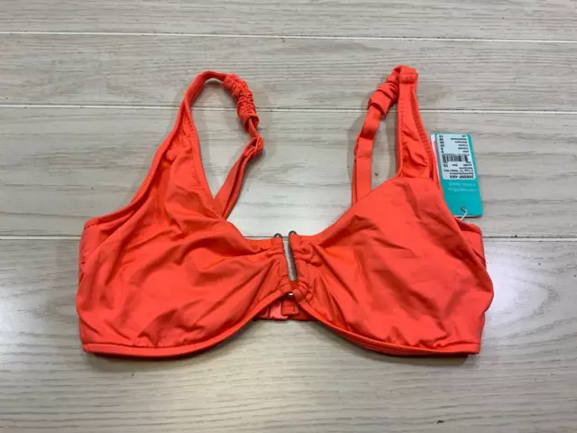 Seafolly F Cup "U" Halter Swim Top, Women's Size 6 / AU 10, Orange NEW MSRP $98