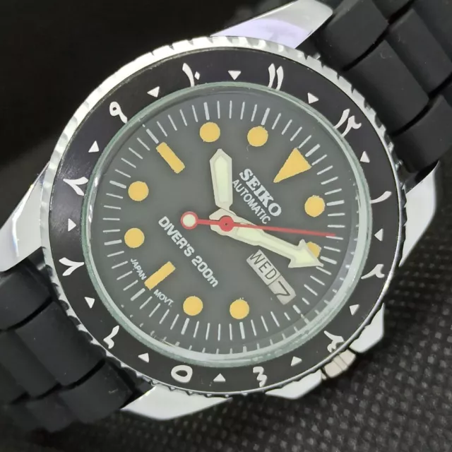 VINTAGE REFURBISHED SEIKO AUTO DIVER STYLE JAPAN WATCH MOVABLE BEZEL ...