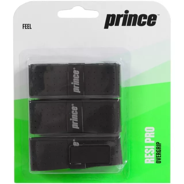 Prince Resi Pro Overgrip - Absorbent & Feel - Pack Of 3 Grips - Black - Rrp £15