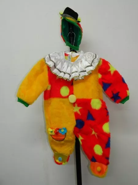 Vestito Costume Carnevale CHICCO Taglia 00 bambini 6/9 mesi pagliaccio clown C15