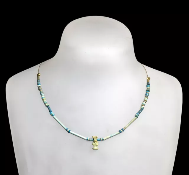 Necklace of Ancient Egyptian beads and Bes amulet