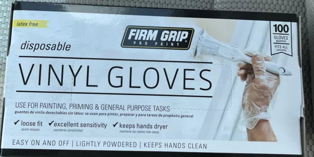 FIRM GRIP Pro Paint Disposable Vinyl Gloves ( 100 gloves ) Latex Free 13690 Glov