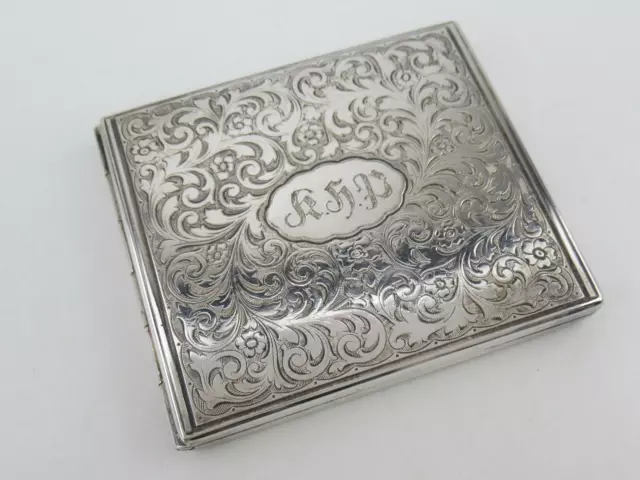 Zigarettenetui ║ floral verziert ║ Monogramm K.H.P. ║versilbert ║ Vintage ║E03