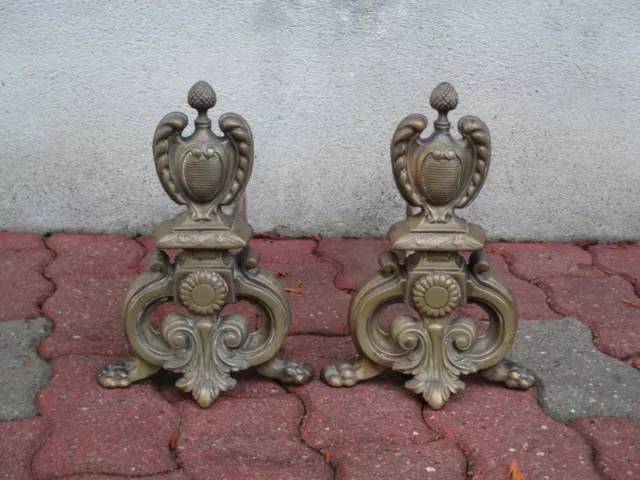 Paire de Chenets XIX ème bronze, cheminée