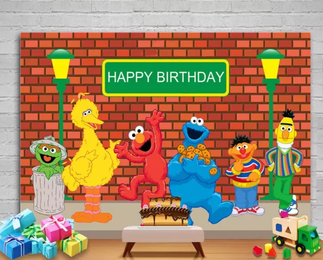 Sesame Street Backdrop Baby Shower Party Decorations Birthday Photography Banner 2