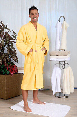 Albornoz de rizo con cubo de kimon amarillo talla XL abrigo de sauna