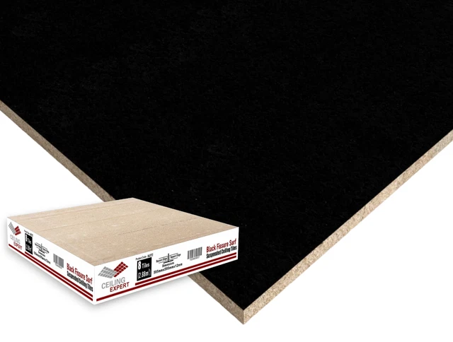 Hängedecke schwarz Akustikfliesen quadratisch 595x595mm 600x600 Voll 8 Fliesen Box