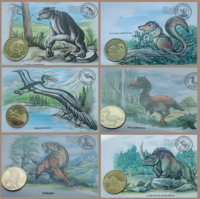 Coin 5 Dollars Prehistoric Animals Equatorial Guinea Sealed Coincard UNC