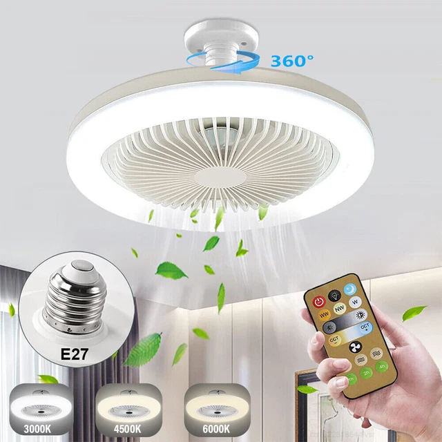 HuaMuDM Deckenventilator Mit LED Beleuchtung - 30W 360° Drehbar