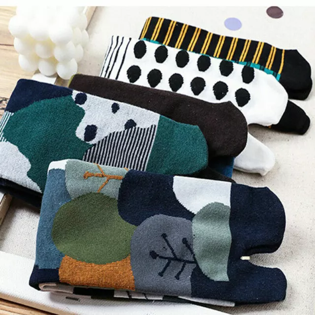 5 Pairs Cotton Socks Split Toe Tabi Socks Unisex Ninja Japanese Style Cosy Cute