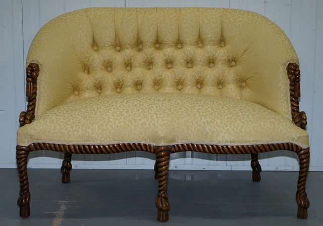 Rope Twist Napoleon Iii Style Suite Seating Armchair & Settee Chesterfield Sofa 3
