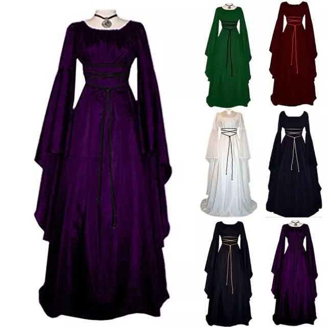 Woman Renaissance Medieval Fancy Dress Halloween Gothic Witch Cosplay Costumes/