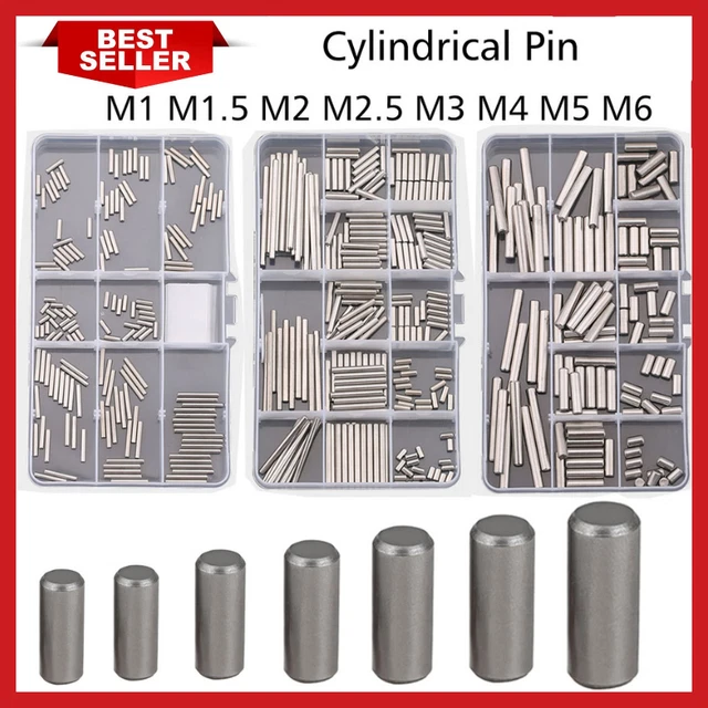 Stainless Steel Cylindrical Pin Locating Dowel Screw Assortment Kit M1 to M6 Set