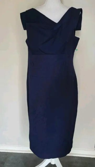 AA Black Halo Jackie O Sheath Dress Navy Blue Size 16