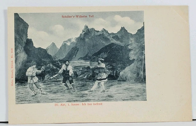 Wilhelm Tell Legendary Swiss Marksman Friedrich Schiller Play #2420 Postcard I3