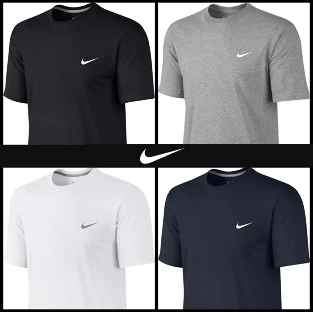 NIKE Solo Swoosh Tick Crew Neck Cotton T Shirt S-XXL