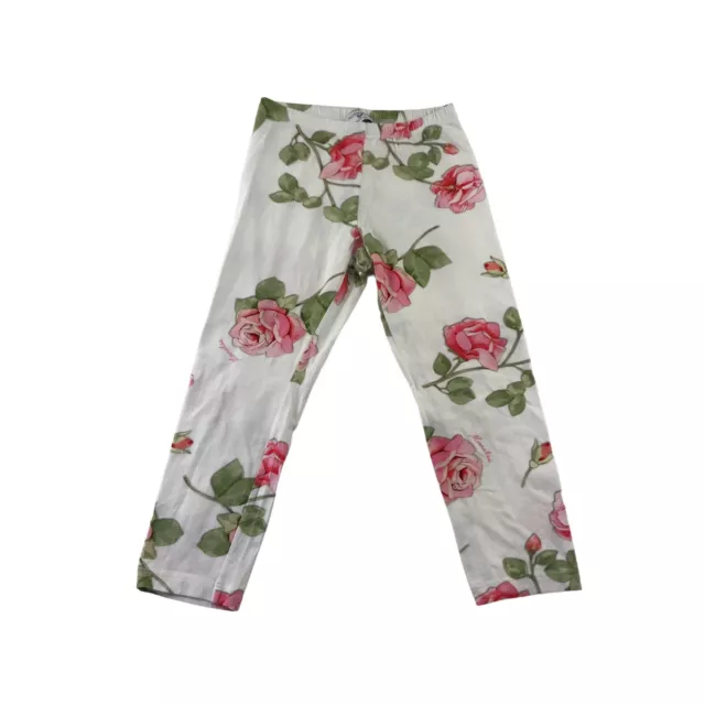 Monnalisa Leggings Age 8 White Pink Rose Floral Pattern